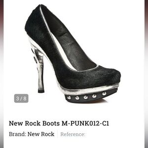 RARE VINTAGE New Rock Pony Hair + Leather Titanium PlatformPumps